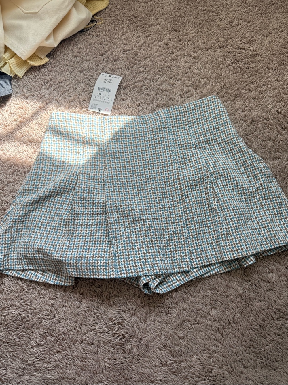 Zara Blue and Cream Houndstooth Skort